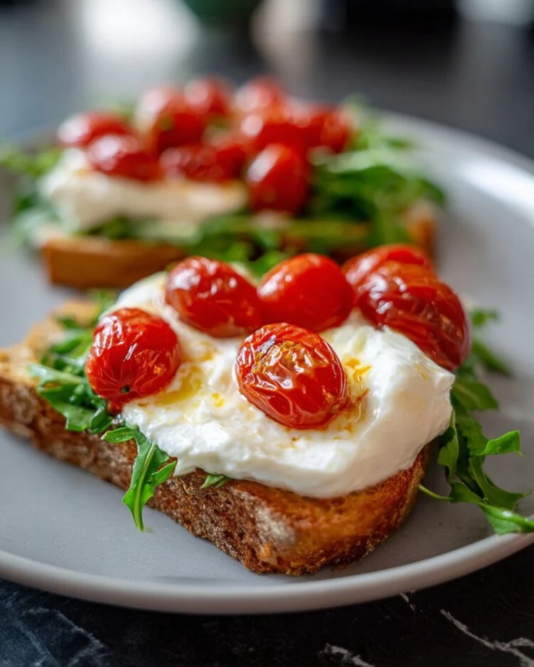 Knuspriges-Brot-mit-Burrata-und-Ofentomaten-Rezept