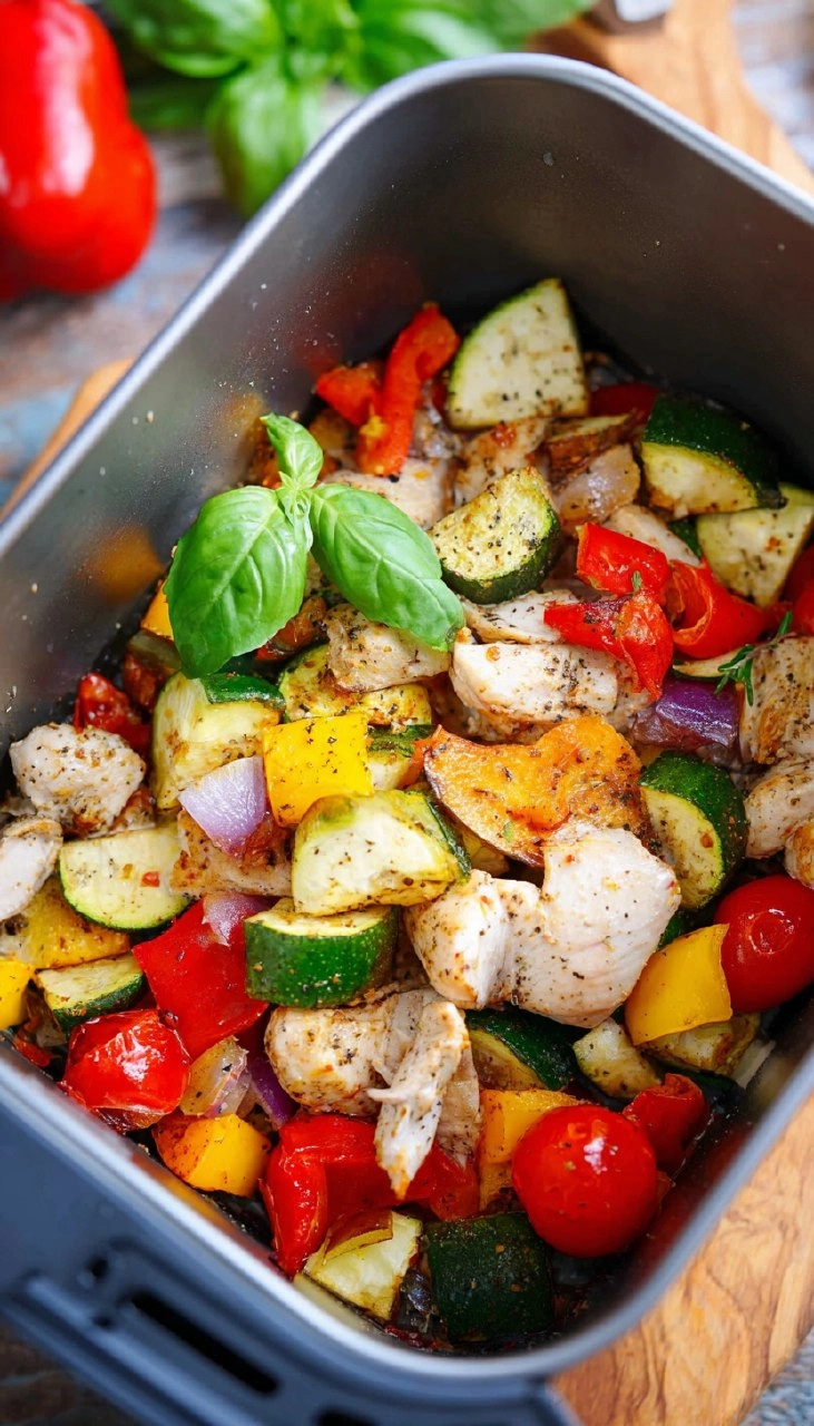 One Pot Hähnchen mit Gemüse aus der Heißluftfritteuse
