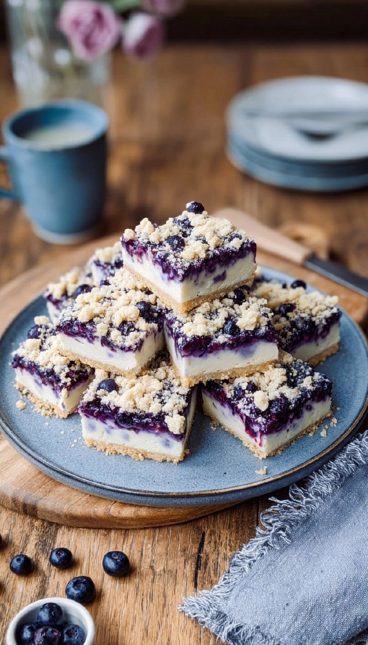Quarkkuchen vom Blech mit Blaubeeren und Streuseln