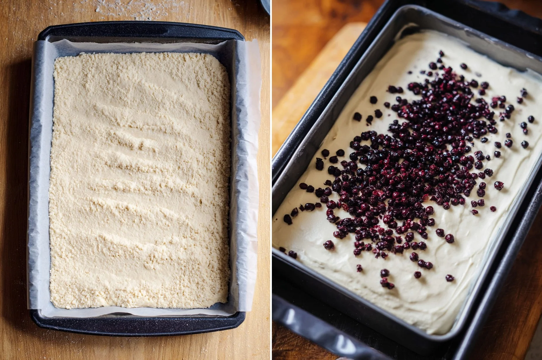 Quarkkuchen vom Blech mit Blaubeeren und Streuseln