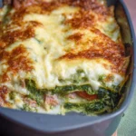 Saftige Spinatlasagne mit Tomaten, Schinken und Béchamelsoße 111 Saftige-Spinatlasagne-mit-Tomaten-Schinken-und-Bechamelsosse-Rezept