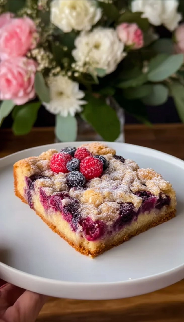 Saftiger Streuselkuchen mit frischen Beeren