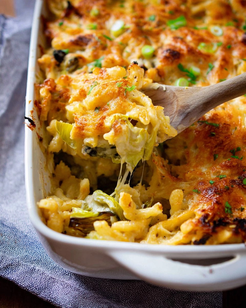 Schneller-Spaetzleauflauf-mit-Lauch-Kaese-Rezept