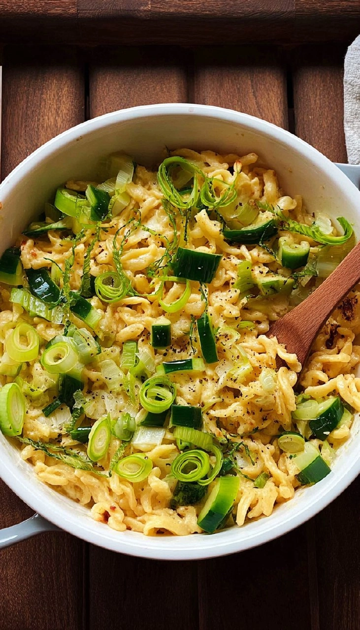Schneller Spätzleauflauf mit Lauch & Käse