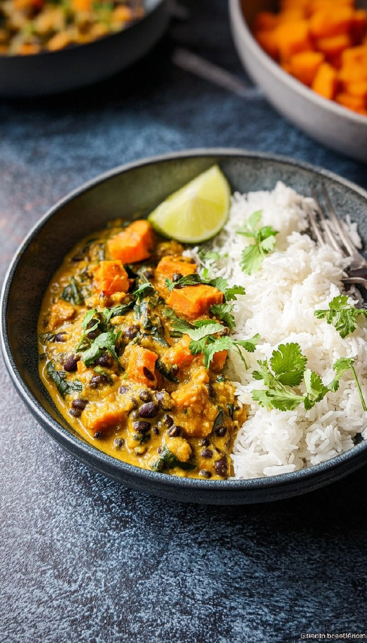 Schwarze-Bohnen-Curry mit Süßkartoffeln