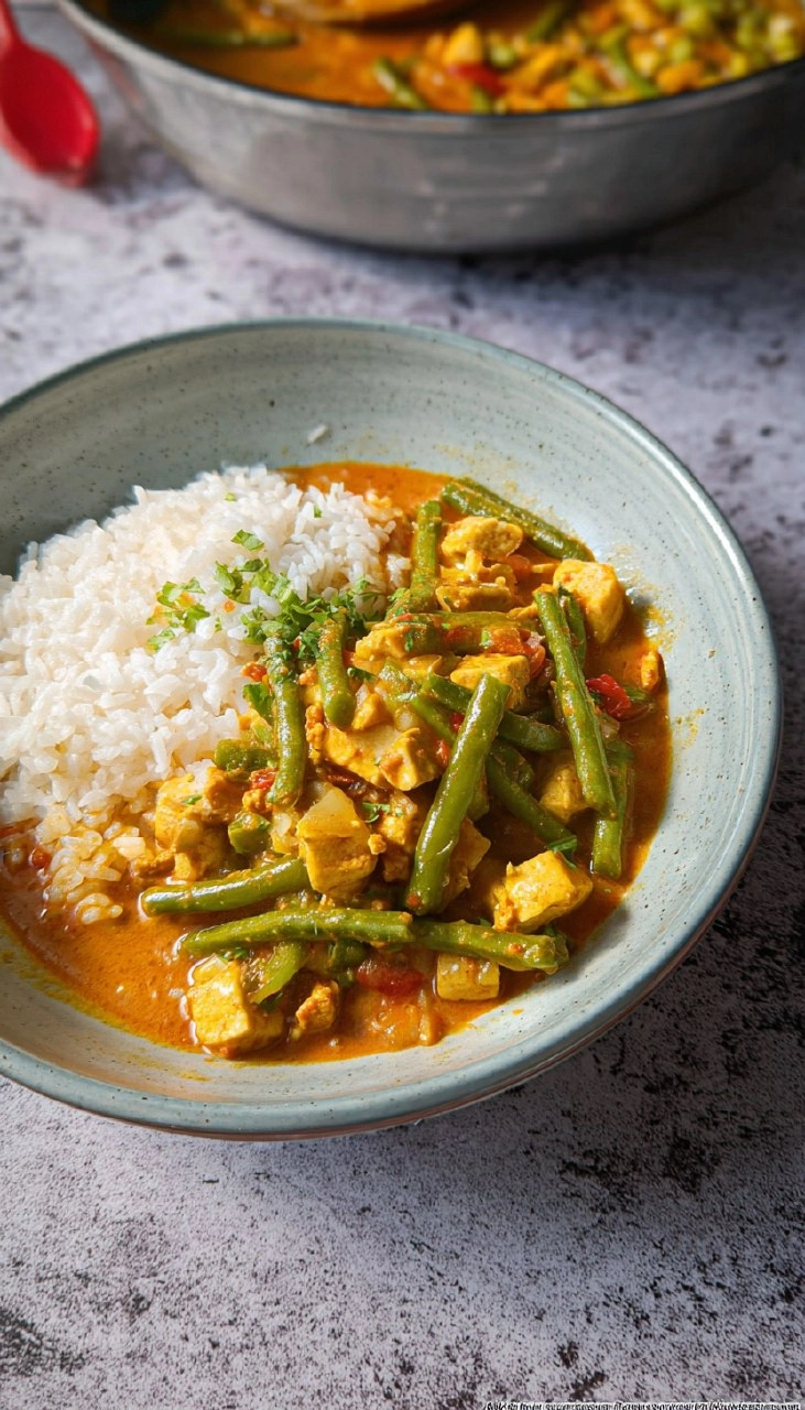 Tofu-Curry mit grünen Bohnen