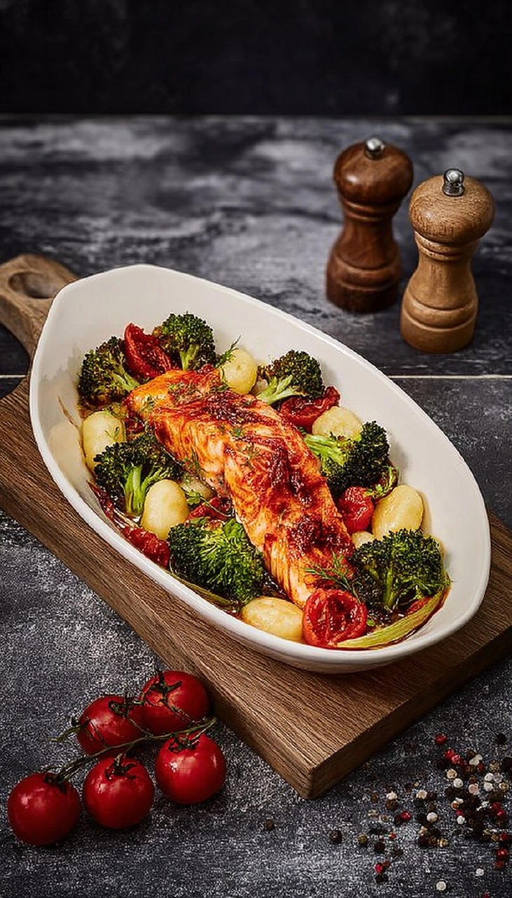 Lachs aus dem Airfryer mit Gnocchi, Brokkoli und Tomaten 100 Lachs aus dem Airfryer mit Gnocchi, Brokkoli und Tomaten