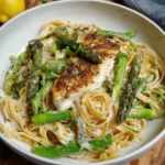 Pasta mit grünem Spargel und Kabeljau 126 Pasta-mit-gruenem-Spargel-und-Kabeljau-Rezept