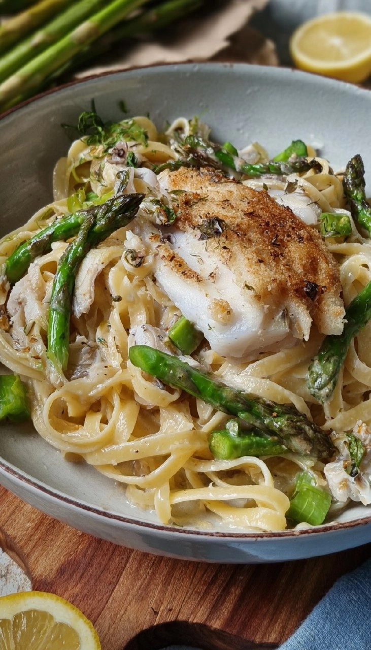 Pasta mit grünem Spargel und Kabeljau 125 Pasta mit grünem Spargel und Kabeljau