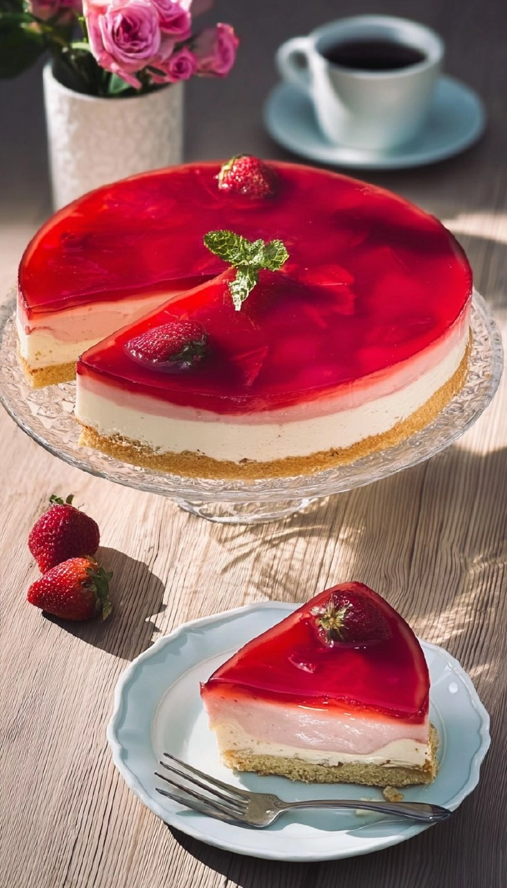 Erdbeerkuchen mit Pudding