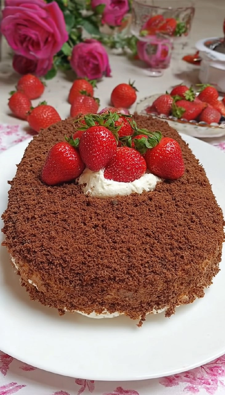 Maulwurfkuchen-mit-Erdbeeren-Rezept