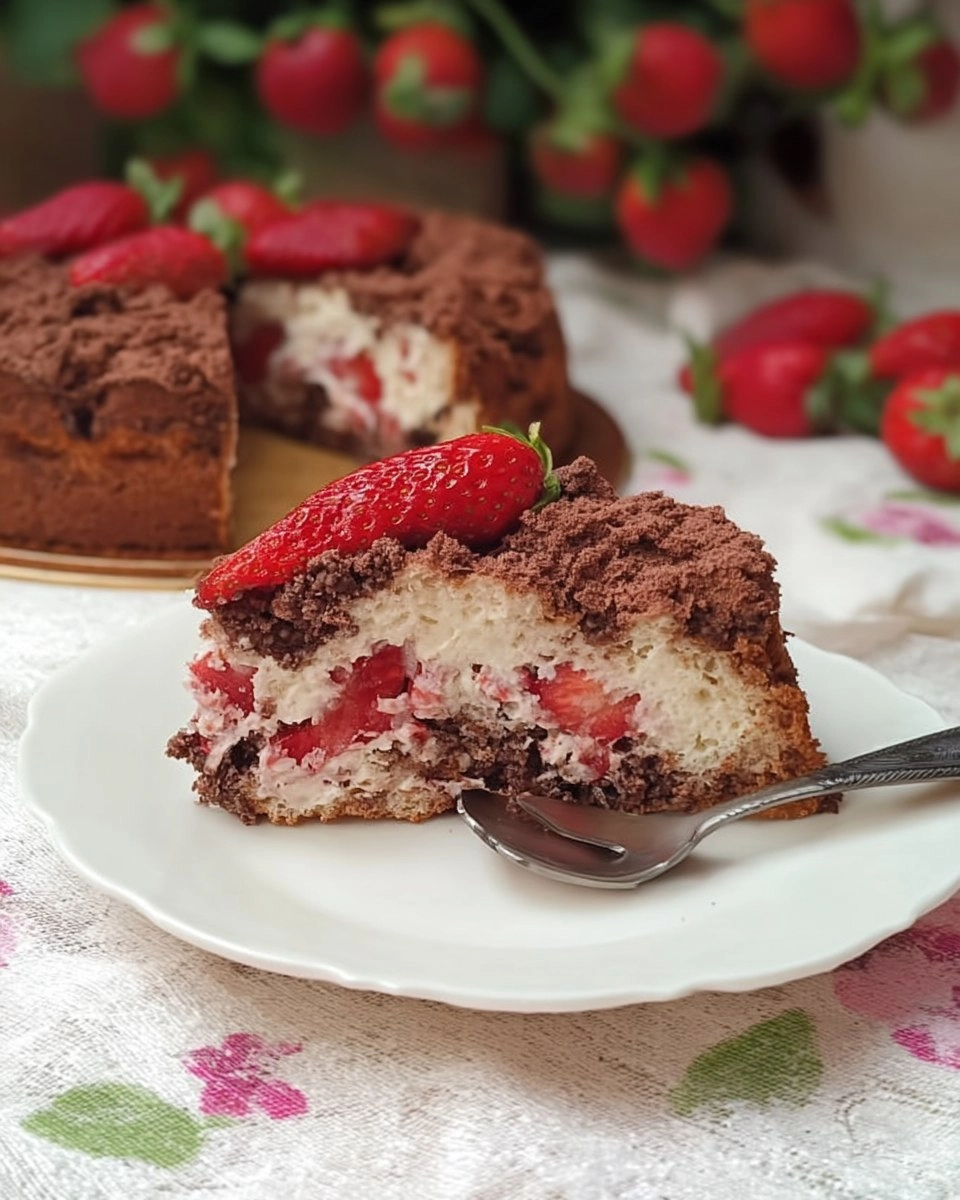 Maulwurfkuchen mit Erdbeeren